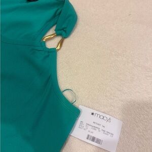 INC International Concepts Teal Tank with Gold Ring Detail